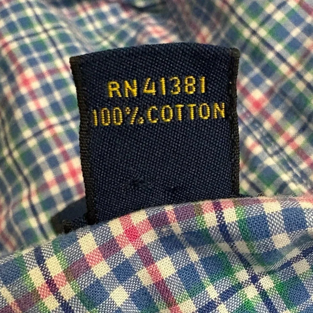 Polo Ralph Lauren Plaid Button Down Shirt Blue Pink Pastel Men's Large